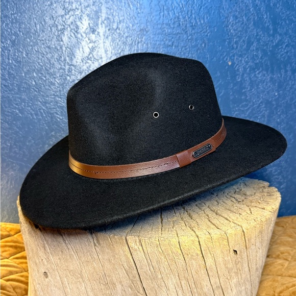 SUNDRY AFTERNOONS Black Wool Felt Hat with Brown Leather Band - Picture 8 of 8